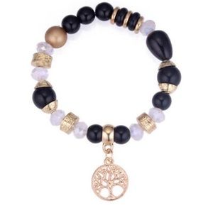 ❤️gorgeous black&white bead tree of life bracelet